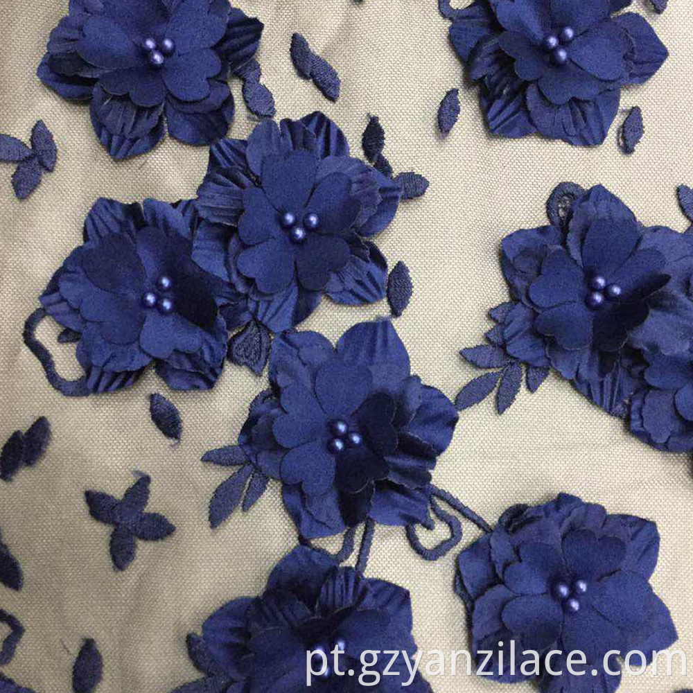 blue flower lace fabric